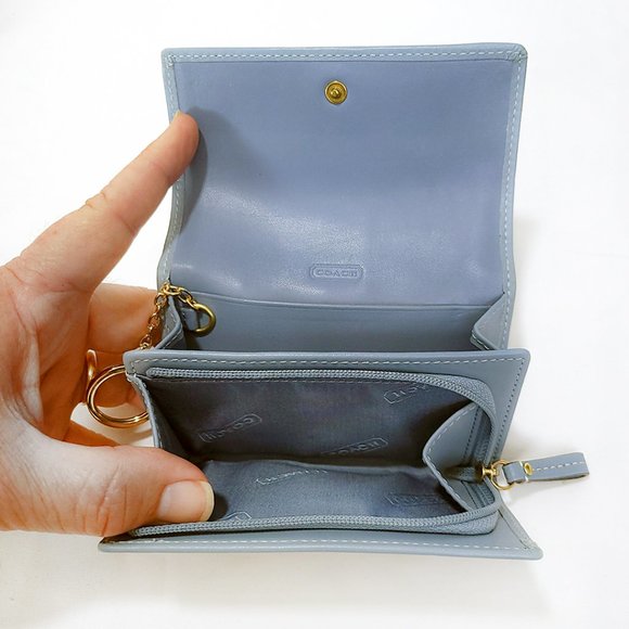 Coach Vintage Leather & Canvas Wallet with Key Chain - Picture 7 of 11